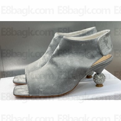 Dior Heel 5.5cm LA CIGALE Ankle Boots in Velvet Gray with Crystal Ball 2024