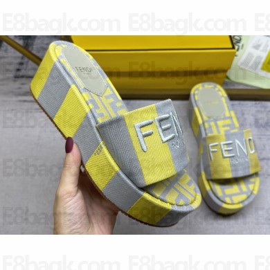Fendi Sunshine flatform slides Canvas Fabric Yellow 2024