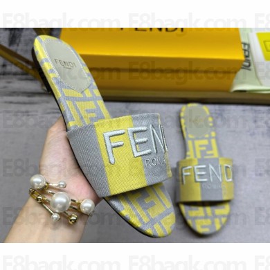 Fendi Signature slides Canvas Fabric Yellow 2024