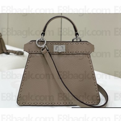 Fendi Peekaboo ISeeU Petite Bag Gray Selleria with 306 hand-sewn topstitches 2024