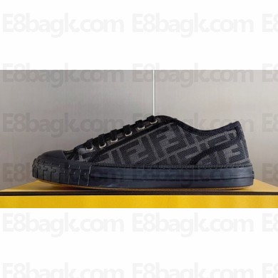 Fendi Domino Women/Men FF canvas fabric low-tops Sneakers Black Top Quality 2024