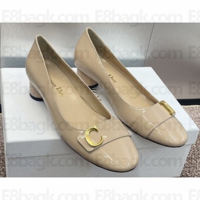 Dior Heel 3.5cm C'est Pumps in Patent Calfskin Beige 2024