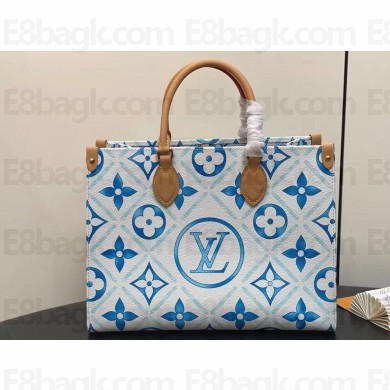 Louis Vuitton Monogram Tiles canvas OnTheGo MM Bag M11262 LV By The Pool Lagoon Blue 2024