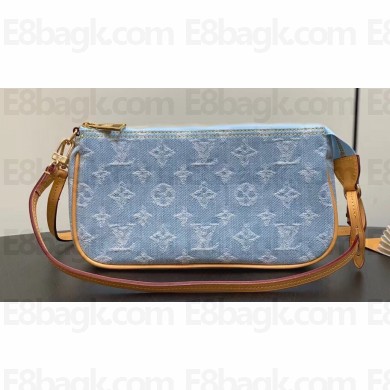 Louis Vuitton Monogram Denim Pochette Accessoires Mila Bag M82962 LV By The Pool Sky Blue 2024