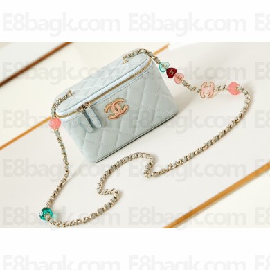 Chanel Lambskin, Resin & Gold-Tone Metal Clutch with Chain Bag AP3213 Light Blue 2024