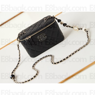 Chanel Lambskin, Resin & Gold-Tone Metal Clutch with Chain Bag AP3213 Black 2024