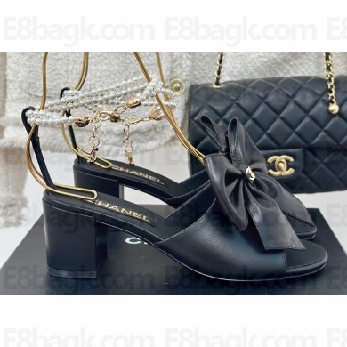 Chanel Heel 6cm Imitation Pearls Sandals G45813 Leather Black 2024