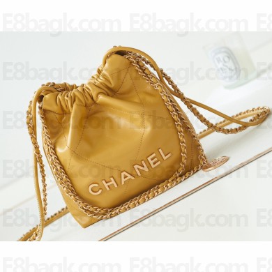 Chanel Shiny Calfskin & Gold-Tone Metal CHANEL 22 Mini Handbag AS3980 Yellow