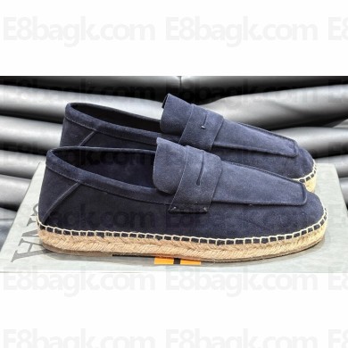 Ermenegildo Zegna Penny suede Men's Loafer espadrilles Blue 2024