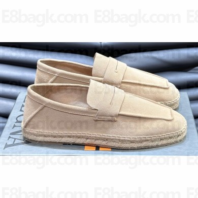 Ermenegildo Zegna Penny suede Men's Loafer espadrilles Beige 2024