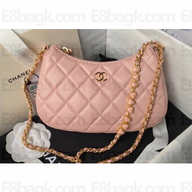 Chanel Shiny Crumpled Calfskin, Resin & Gold-Tone Metal Clutch with Chain Bag AP3786 Pink 2024