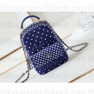 Chanel Printed Fabric & Gold-Tone Metal Mini Backpack Bag AP3753 Blue 2024