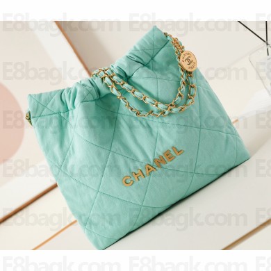 Chanel Canvas & Gold-Tone CHANEL 22 Small Handbag AS3260 Green 2024