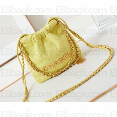 Chanel Canvas & Gold-Tone CHANEL 22 Mini Handbag AS3980 Yellow 2024