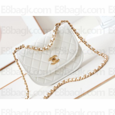 Chanel Calfskin & Gold-Tone Metal Small Messenger Bag AS4850 White 2024