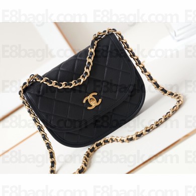 Chanel Calfskin & Gold-Tone Metal Small Messenger Bag AS4850 Black 2024