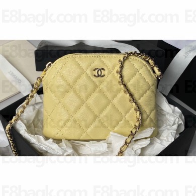 Chanel Grained Calfskin & Gold-Tone Metal Clutch with Chain Bag AP4000 Yellow 2024