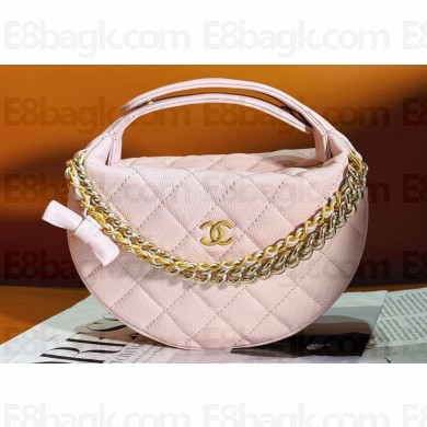Chanel Grained Shiny Calfskin & Gold-Tone Metal Pouch Bag AP3943 Pink 2024