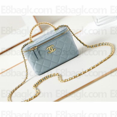 Chanel Lambskin, Resin & Gold-Tone Metal Clutch with Chain Bag AP3820 Light Blue 2024