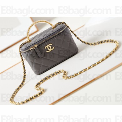 Chanel Lambskin, Resin & Gold-Tone Metal Clutch with Chain Bag AP3820 Dark Gray 2024