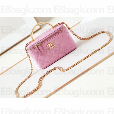 Chanel Lambskin, Resin & Gold-Tone Metal Clutch with Chain Bag AP3820 Dark Pink 2024