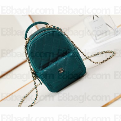 Chanel Grained Calfskin & Gold-Tone Metal Mini Backpack Bag AP3753 Green 2024