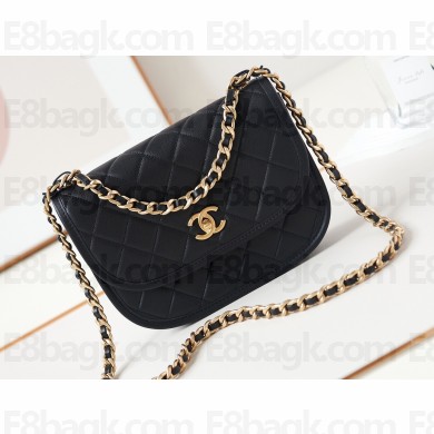 Chanel Calfskin & Gold-Tone Metal Messenger Bag AS4845 Black 2024