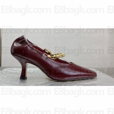 Bottega Veneta Crinkled leather Sharp Chain Pumps Burgundy 2024