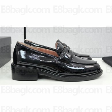 Chanel Calfskin Moccasins G45823 Patent Black 2024