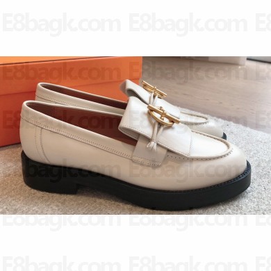 Hermes Heel 4.5cm Impact loafers with iconic Glenan buckle in calfskin White 2024