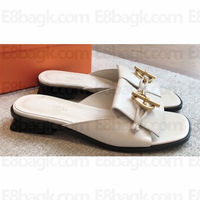 Hermes Heel 2.5cm Isle sandals with iconic Glenan buckle in calfskin White 2024