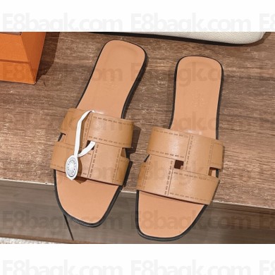 Hermes Idioma sandals with "Mosaique" motif in calfskin Brown 2024