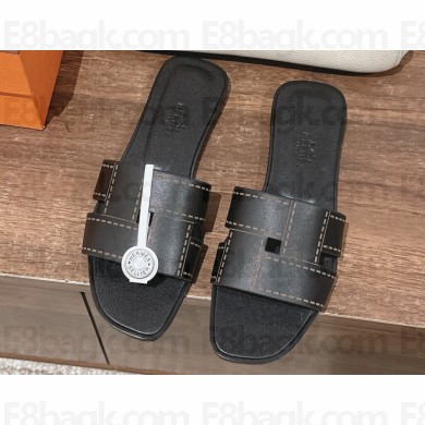 Hermes Idioma sandals with "Mosaique" motif in calfskin Black 2024
