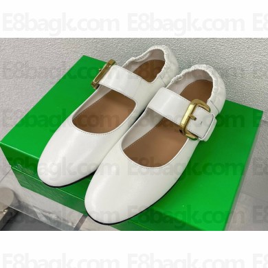 Bottega Veneta leather Astaire Mary-Jane Ballerinas White 2024
