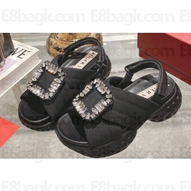 Roger Vivier Viv' Run Light Strass Buckle Sandals in Fabric 01 2024