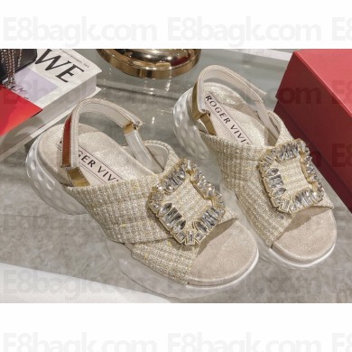 Roger Vivier Viv' Run Light Strass Buckle Sandals in Fabric 04 2024