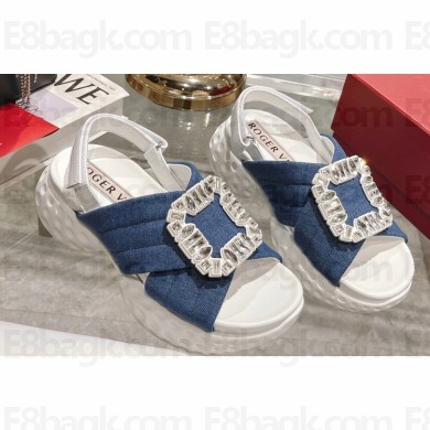 Roger Vivier Viv' Run Light Strass Buckle Sandals in Fabric 05 2024