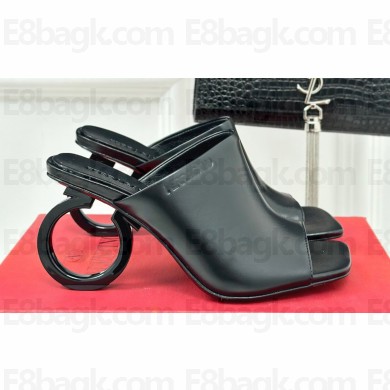 Ferragamo leather Elina slides Black 2024