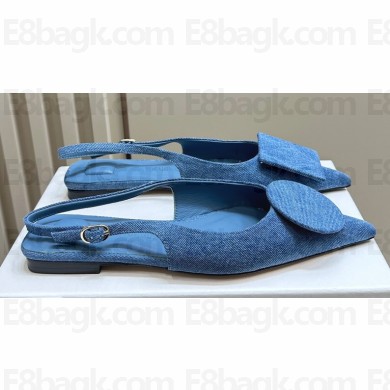 Jacquemus Les slingbacks Duelo plates Circle square flats Denim Blue 2024