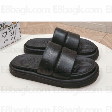 Dolce & Gabbana Padded and quilted Nappa-look fabric Men's sandals Black 2024