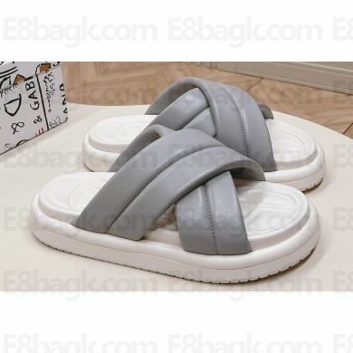Dolce & Gabbana Padded and quilted Nappa-look fabric Men's Crossover sandals Gray 2024