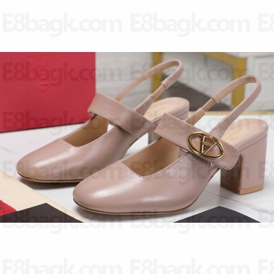 Valentino Heel 6.5cm VLogo Locker Mary-Jane slingback pumps in calfskin Nude Pink 2024