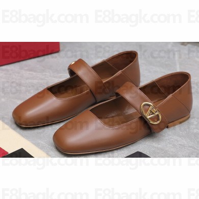 Valentino VLogo Locker Mary-Jane ballerinas in calfskin Brown 2024