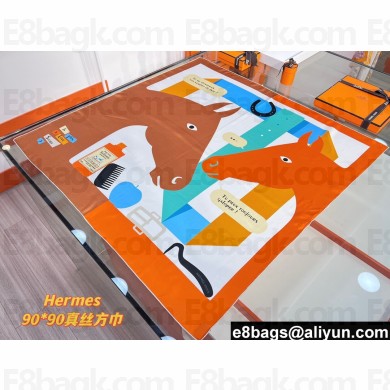 Hermes scarf 90x90cm in silk twill Top Quality 174 2024