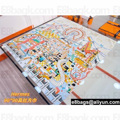 Hermes scarf 90x90cm in silk twill Top Quality 175 2024