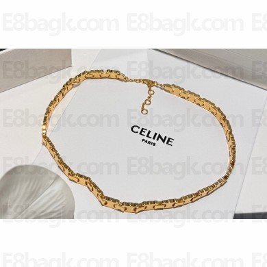 Celine Triomphe Link Choker Necklace in Brass with Gold Finish 2024
