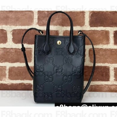 Gucci GG super mini bag with strap leather 790133 Black 2024