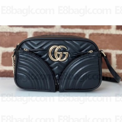 Gucci GG Marmont small shoulder bag 798715 Black matelassé chevron leather 2024