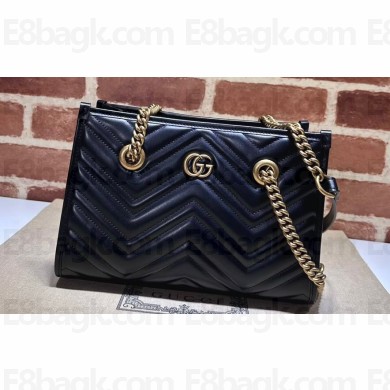 Gucci GG Marmont small tote bag 779727 Black matelassé chevron leather 2024