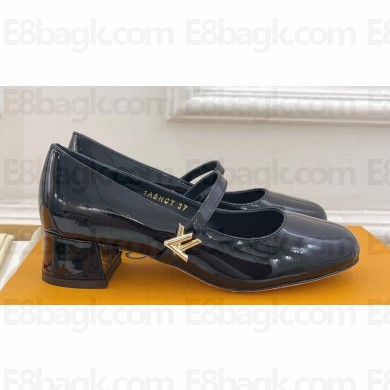 Louis Vuitton Heel 3.5cm Romy Mary Jane Pumps Patent Black 2024
